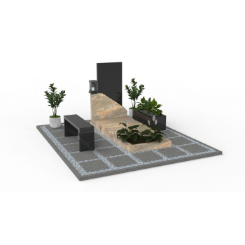 Nr N001Nagrobek nowoczesnyGranit: Kashmir GoldWymiar: 290x245 cm