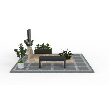 Nr N001<br />Nagrobek nowoczesny<br />Granit: Kashmir Gold<br />Wymiar: 290x245 cm