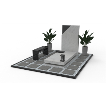 Nr N003<br />Nagrobek nowoczesny<br />Granit: Perfect White<br />Wymiar: 290x245 cm