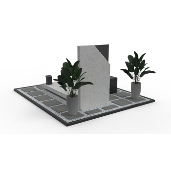 Nr N003<br />Nagrobek nowoczesny<br />Granit: Perfect White<br />Wymiar: 290x245 cm