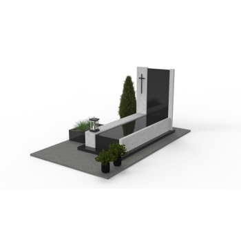 Nr N004<br />Nagrobek nowoczesny<br />Granit: River White<br />Wymiar: 280x160 cm